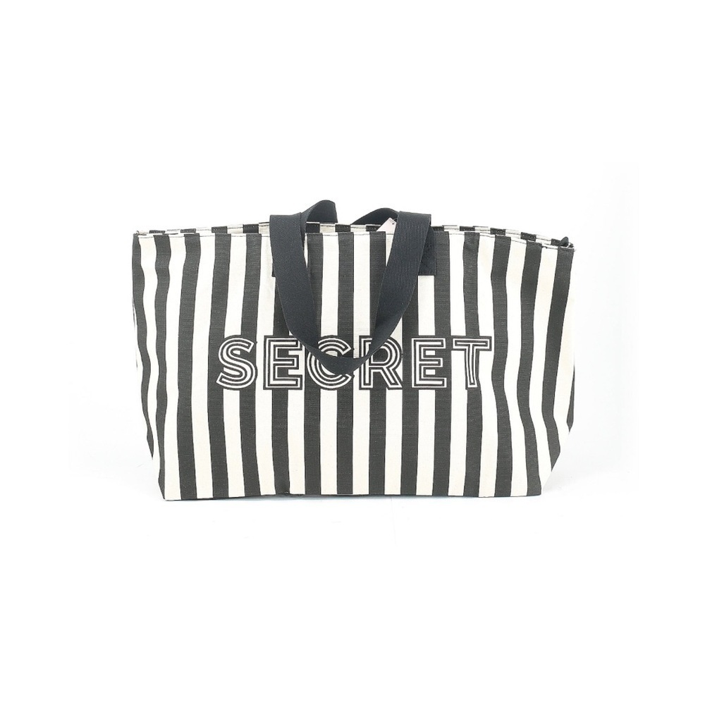 NWT VICTORIAS SECRET Stripe Zipper Close Tote Shoulder Bag